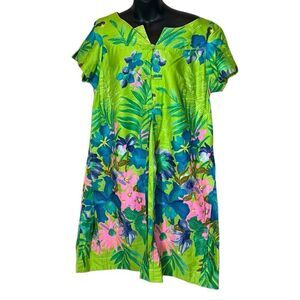 Hawaiian togs vintage 70s colorful vibrant bright Mumu dress cotton floral